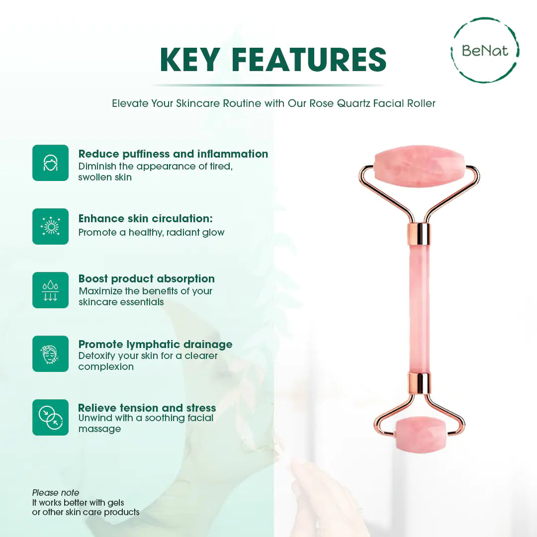 Rose Quartz Face Roller for depuffing